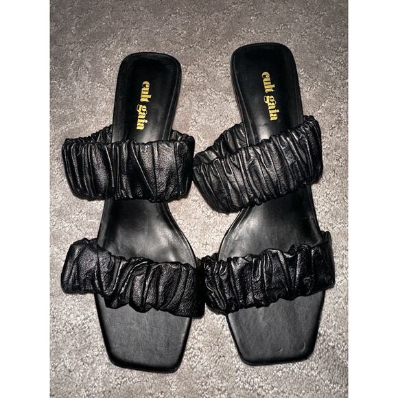 Cult Gaia MINA Black Leather Slip On Sandals EU 38/US 7.5-8 EUC - Picture 1 of 7